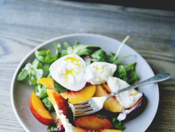 Burrata Salad with Stone Fruit and Asparagus Burrata Salad with Stone Fruit and Asparagus
