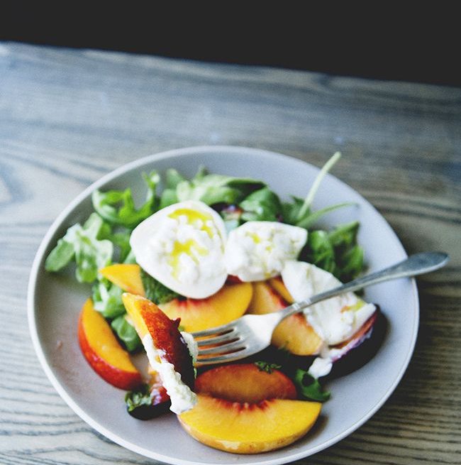 Burrata Salad with Stone Fruit and Asparagus Burrata Salad with Stone Fruit and Asparagus
