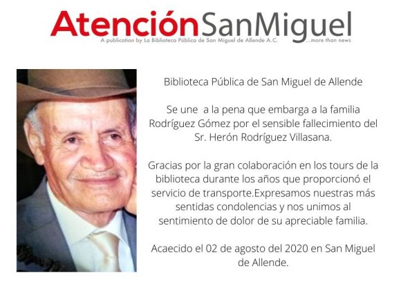 Obituario: Sr. Herón Rodríguez Villasana Obituario: Sr. Herón Rodríguez Villasana
