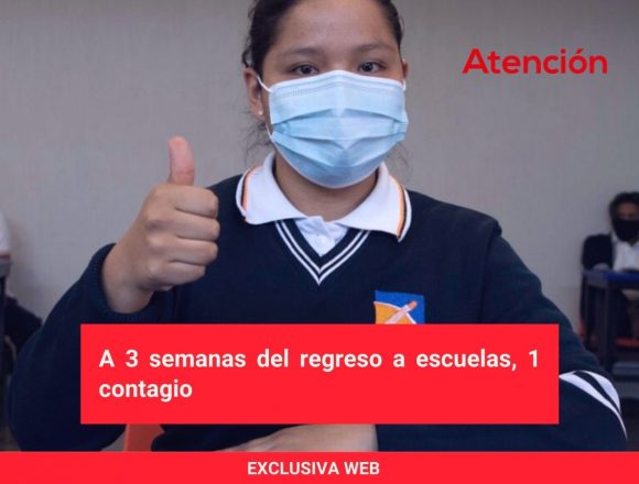 A 3 semanas del regreso a escuelas, 1 contagio